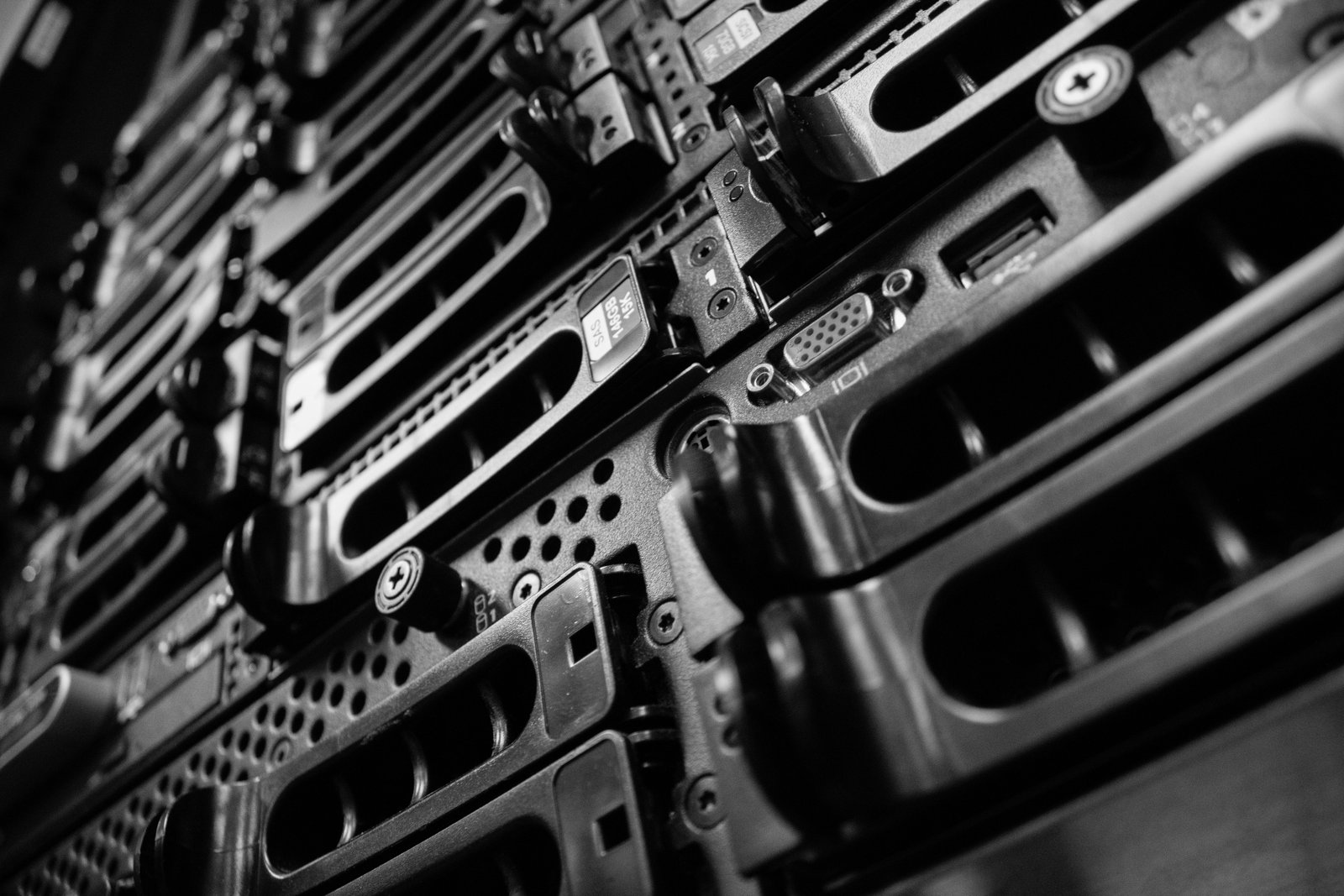 Rack-mounted computer server setup with cooling and cable management